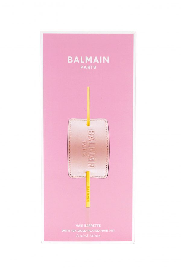 Balmain Leather Hair Barrette With Pin In Pink